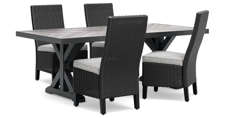 Beachcroft Outdoor Dining Table and 4 Chairs in Black/Light Gray from Ashley - Luna Furniture