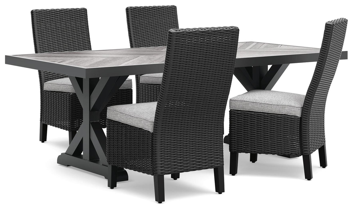 Beachcroft Outdoor Dining Table and 4 Chairs in Black/Light Gray from Ashley Furniture - Luna Furniture