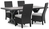 Beachcroft Outdoor Dining Table and 4 Chairs in Black/Light Gray from Ashley Furniture - Luna Furniture