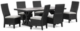 Beachcroft Outdoor Dining Table and 6 Chairs in Black/Light Gray from Ashley - Luna Furniture