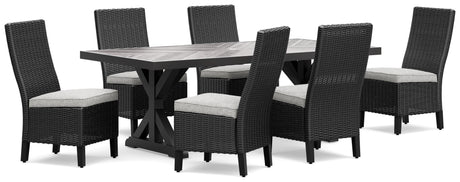 Beachcroft Outdoor Dining Table and 6 Chairs in Black/Light Gray from Ashley - Luna Furniture