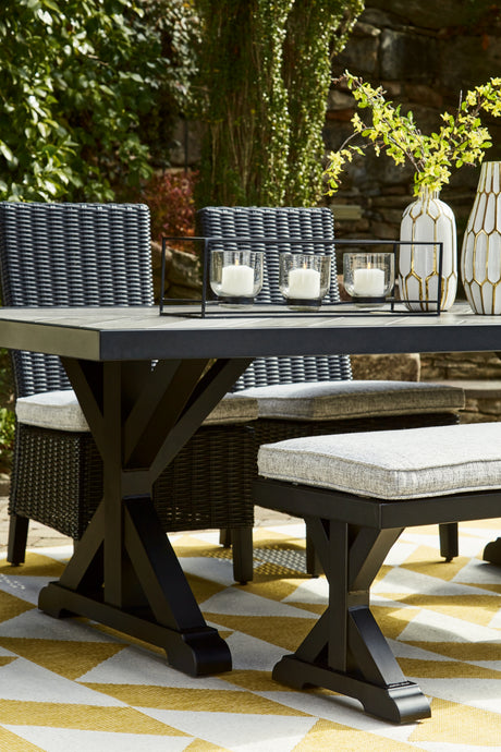 Beachcroft Black/Light Gray Outdoor Dining Table from Ashley Furniture - Luna Furniture