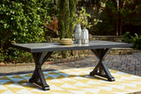 Beachcroft Outdoor Dining Table and 6 Chairs in Black/Light Gray from Ashley Furniture - Luna Furniture