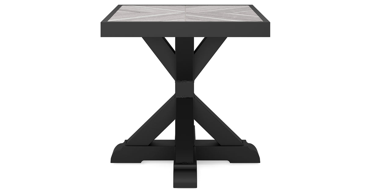 Beachcroft Black/Light Gray Outdoor End Table from Ashley - Luna Furniture