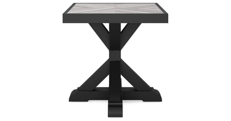 Beachcroft Black/Light Gray Outdoor End Table from Ashley - Luna Furniture