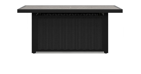 Beachcroft Black/Light Gray Outdoor Fire Pit Table and 4 Chairs from Ashley Furniture - Luna Furniture