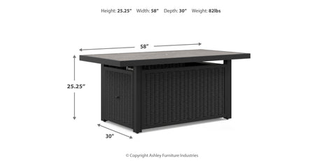 Beachcroft Black/Light Gray Outdoor Fire Pit Table and 4 Chairs from Ashley Furniture - Luna Furniture