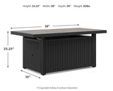 Beachcroft Black/Light Gray Outdoor Fire Pit Table and 4 Chairs from Ashley Furniture - Luna Furniture