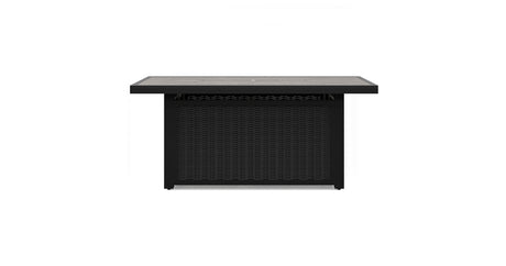 Beachcroft Black/Light Gray Outdoor Fire Pit Table and 4 Chairs from Ashley Furniture - Luna Furniture