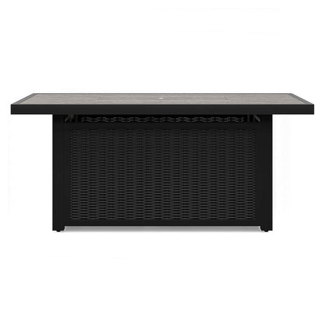 Beachcroft Black/Light Gray 3-Piece Outdoor Sectional with Fire Pit Table from Ashley Furniture - Luna Furniture