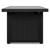 Beachcroft Black/Light Gray Outdoor Fire Pit Table and 4 Chairs from Ashley Furniture - Luna Furniture