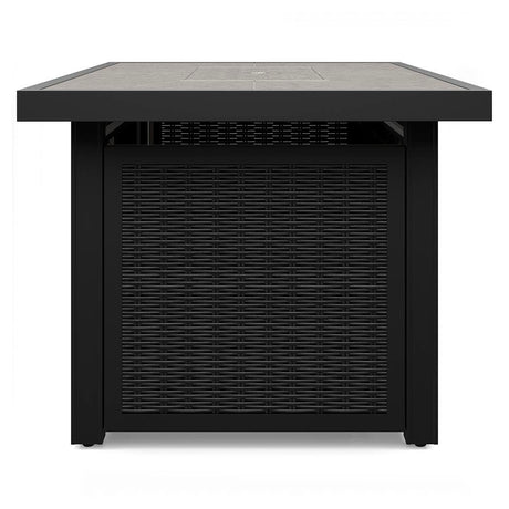 Beachcroft Black/Light Gray Outdoor Fire Pit Table and 4 Chairs from Ashley Furniture - Luna Furniture