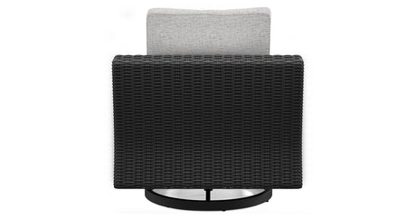 Beachcroft Black/Light Gray Outdoor Swivel Lounge with Cushion from Ashley - Luna Furniture