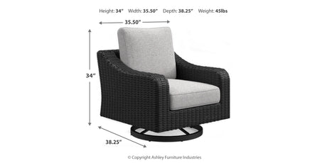 Beachcroft Black/Light Gray Outdoor Fire Pit Table and 4 Chairs from Ashley Furniture - Luna Furniture
