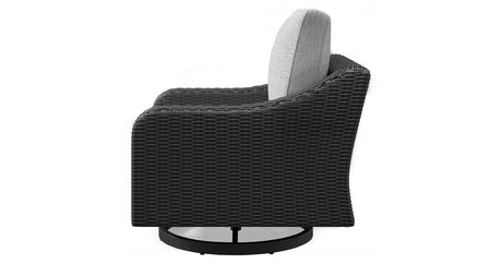 Beachcroft Black/Light Gray Outdoor Swivel Lounge with Cushion from Ashley - Luna Furniture