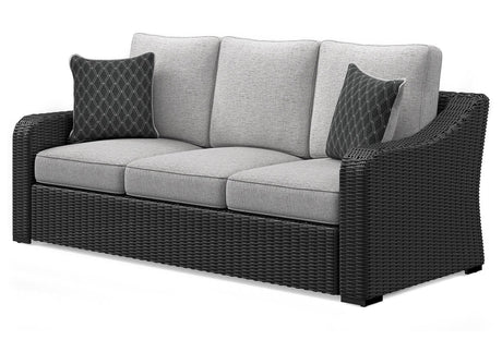 Beachcroft Black/Light Gray Outdoor Sofa with Cushion from Ashley Furniture - Luna Furniture