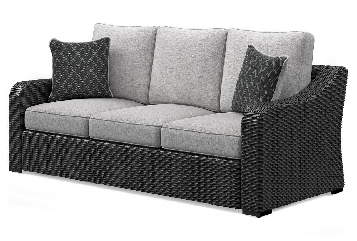 Beachcroft Outdoor Sofa with 2 Lounge Chairs in Black/Light Gray from Ashley - Luna Furniture