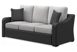 Beachcroft Outdoor Sofa with 2 Lounge Chairs in Black/Light Gray from Ashley - Luna Furniture