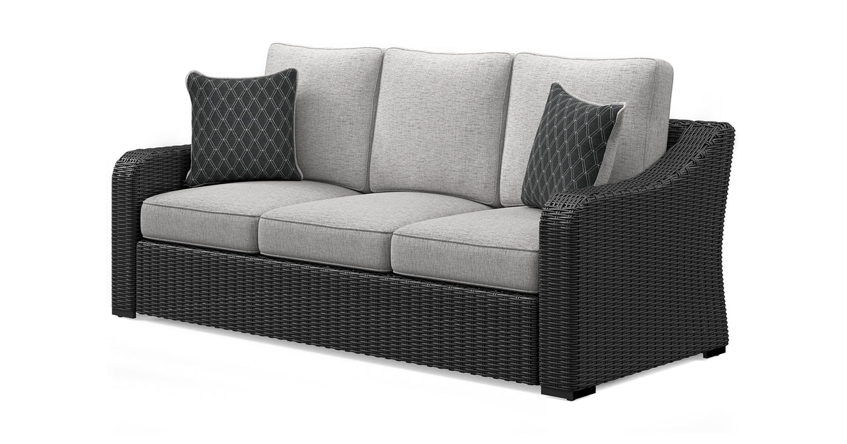 Beachcroft Black/Light Gray Outdoor Sofa with 2 Lounge Chairs from Ashley - Luna Furniture