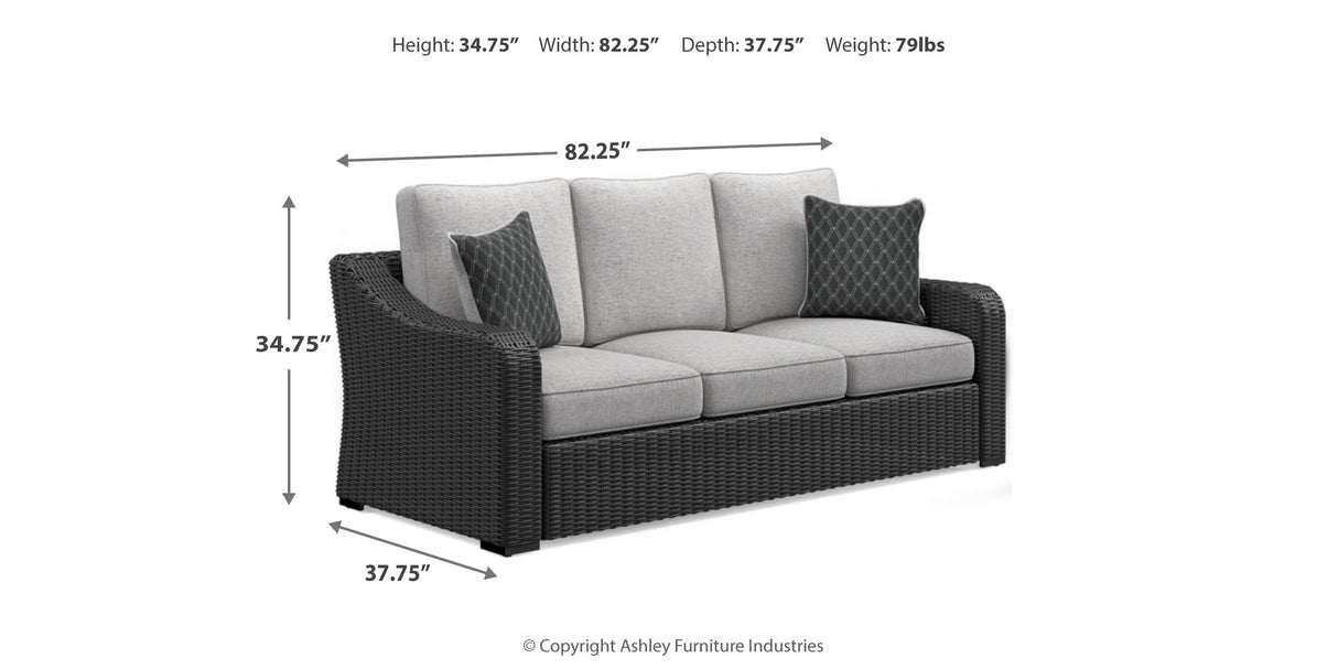 Beachcroft Black/Light Gray Outdoor Sofa with 2 Lounge Chairs from Ashley - Luna Furniture