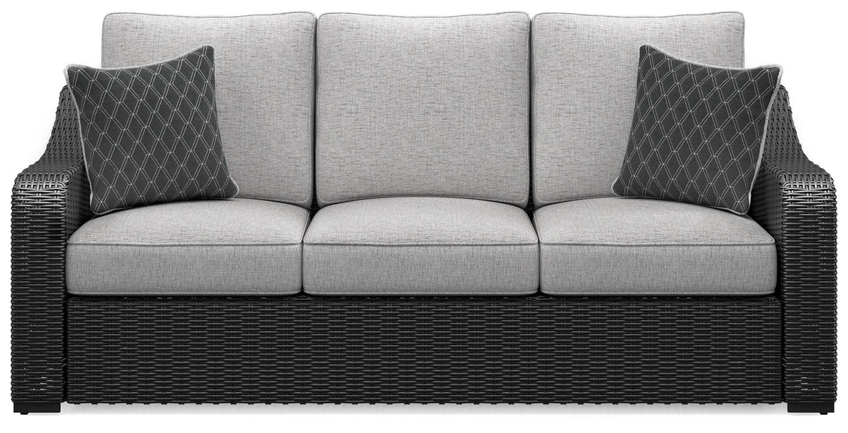 Beachcroft Outdoor Sofa with 2 Lounge Chairs in Black/Light Gray from Ashley - Luna Furniture