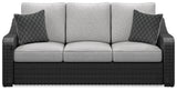Beachcroft Outdoor Sofa with 2 Lounge Chairs in Black/Light Gray from Ashley - Luna Furniture