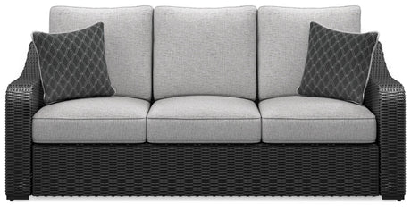 Beachcroft Outdoor Sofa with 2 Lounge Chairs in Black/Light Gray from Ashley Furniture - Luna Furniture