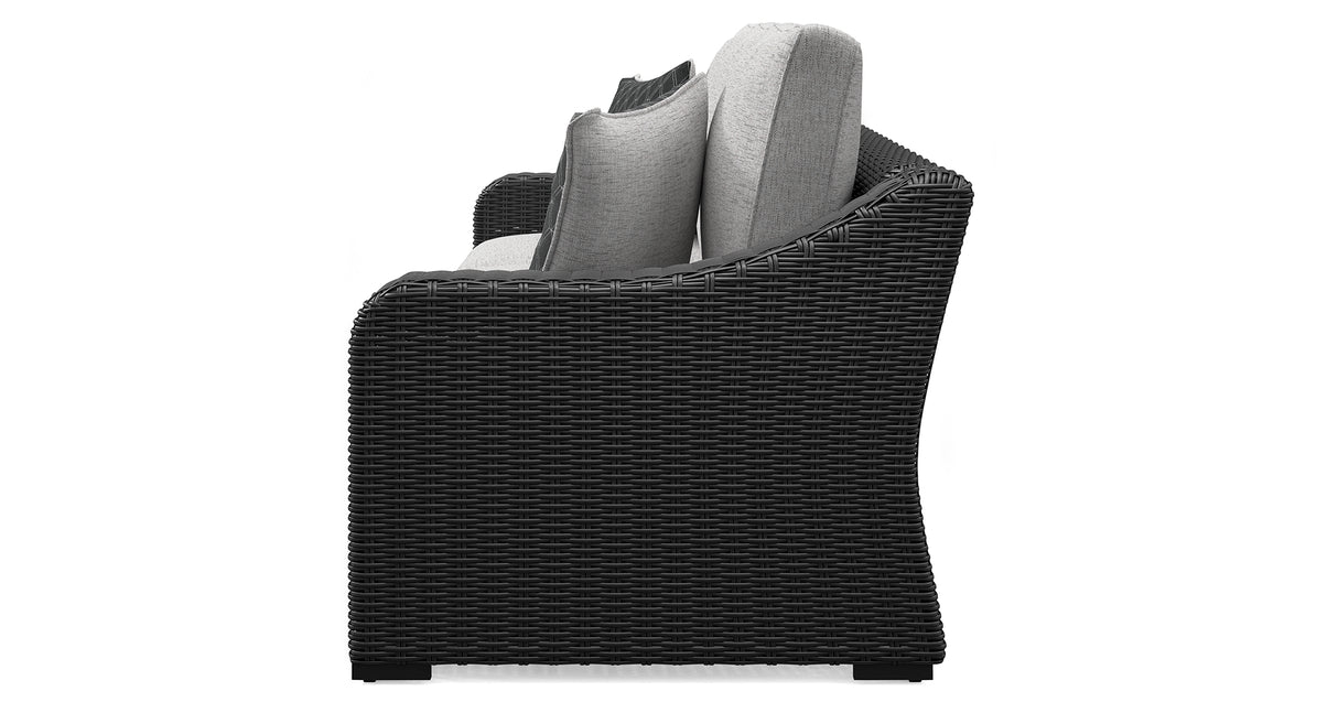 Beachcroft Outdoor Sofa with 2 Lounge Chairs in Black/Light Gray from Ashley - Luna Furniture