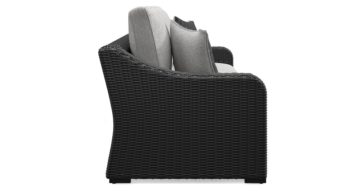 Beachcroft Outdoor Sofa with 2 Lounge Chairs in Black/Light Gray from Ashley - Luna Furniture