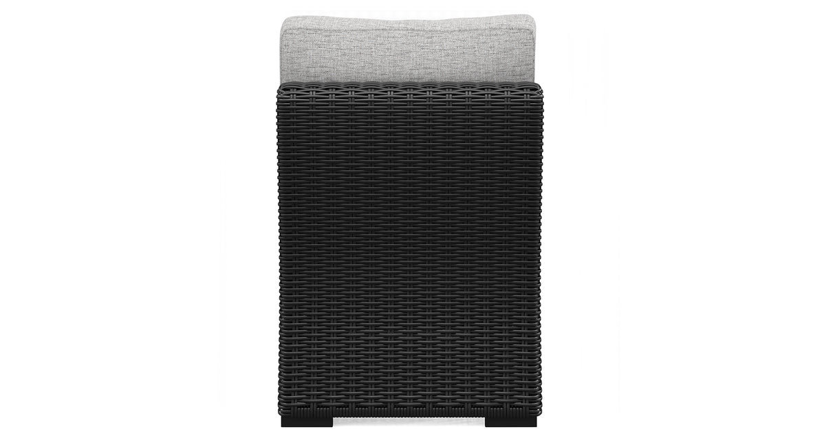 Beachcroft Black/Light Gray Outdoor Armless Chair with Cushion from Ashley Furniture - Luna Furniture