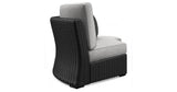 Beachcroft Black/Light Gray Outdoor Curved Corner Chair with Cushion from Ashley Furniture - Luna Furniture
