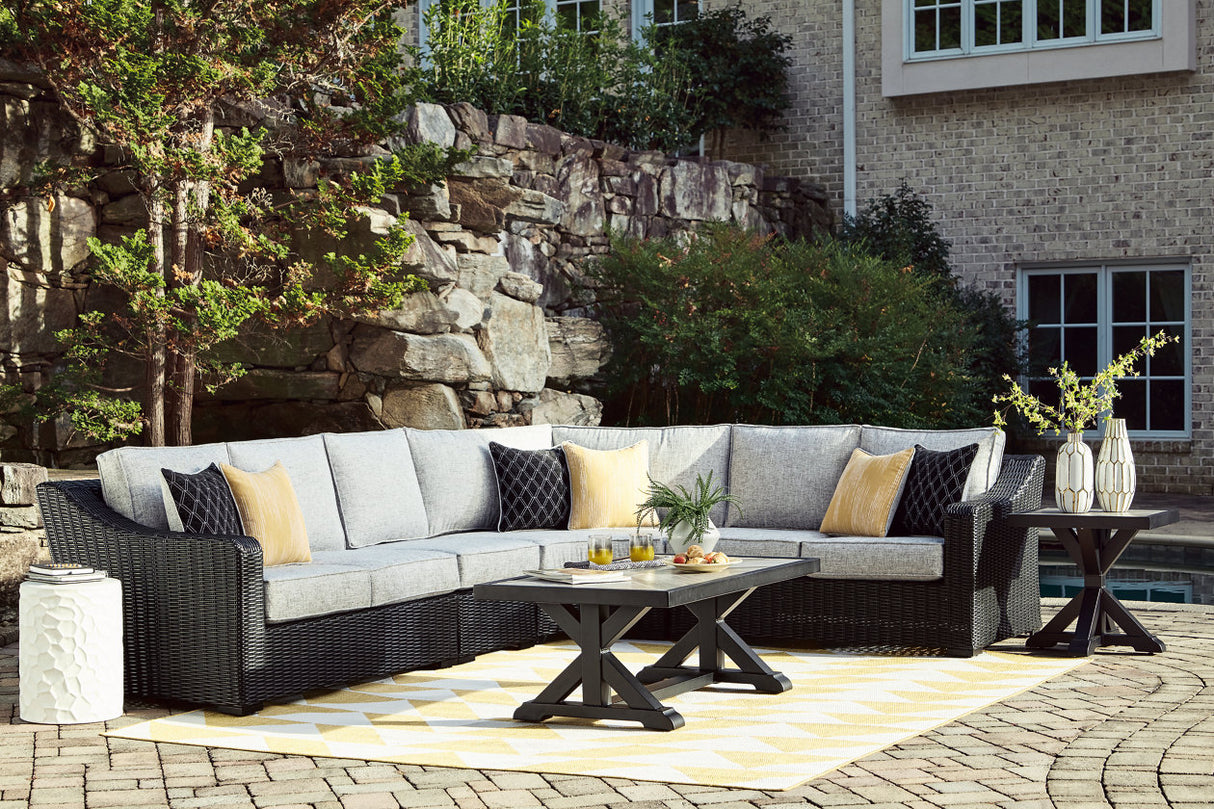 Beachcroft Black 4-Piece Outdoor Sectional from Ashley - Luna Furniture