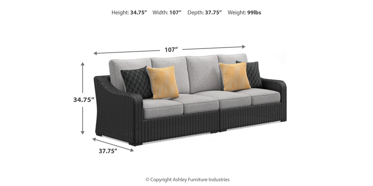 Beachcroft Black/Light Gray 5-Piece Outdoor Sectional from Ashley - Luna Furniture