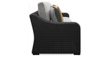 Beachcroft Black/Light Gray 2-Piece Outdoor Sofa with Cushion from Ashley Furniture - Luna Furniture
