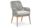 Seton Creek Gray Outdoor Dining Arm Chair from Ashley - Luna Furniture