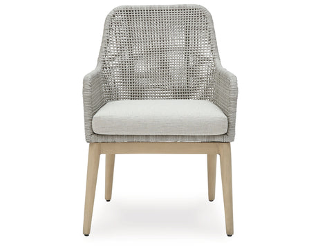 Seton Creek 2 Outdoor Chairs with End Table in Gray from Ashley Furniture - Luna Furniture
