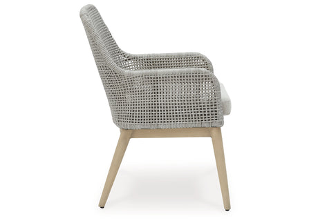 Seton Creek 2 Outdoor Chairs with End Table in Gray from Ashley Furniture - Luna Furniture