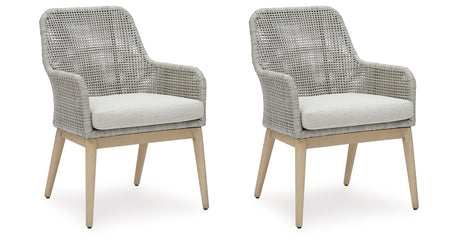Seton Creek 2 Outdoor Chairs with End Table in Gray from Ashley Furniture - Luna Furniture