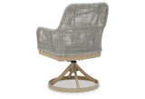 Seton Creek Gray Outdoor Swivel Dining Chair from Ashley Furniture - Luna Furniture
