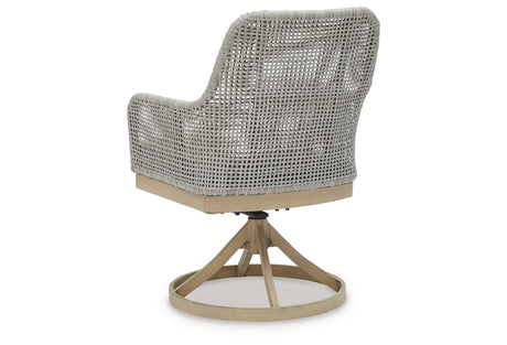 Seton Creek 2 Outdoor Chairs with End Table in Gray from Ashley Furniture - Luna Furniture
