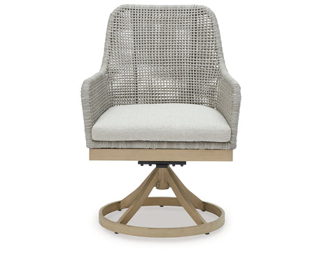 Seton Creek Gray Outdoor Swivel Dining Chair from Ashley Furniture - Luna Furniture
