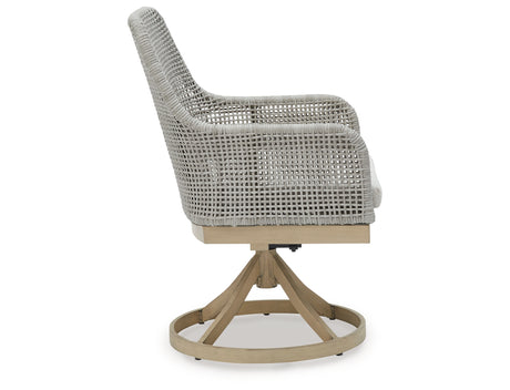 Seton Creek 2 Outdoor Chairs with End Table in Gray from Ashley Furniture - Luna Furniture
