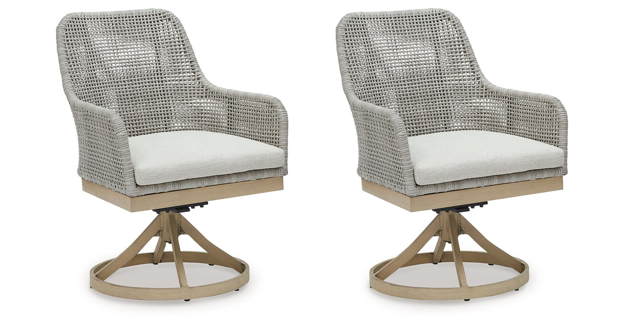 Seton Creek Gray Outdoor Swivel Dining Chair from Ashley Furniture - Luna Furniture