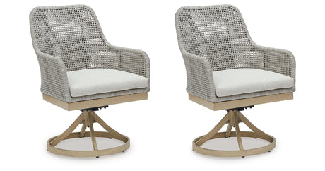 Seton Creek 2 Outdoor Chairs with End Table in Gray from Ashley Furniture - Luna Furniture