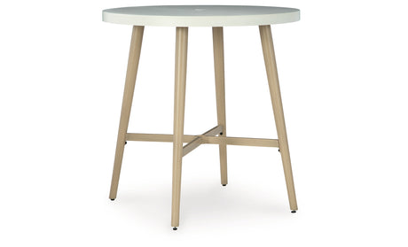 Seton Creek Beige Outdoor Bar Table from Ashley Furniture - Luna Furniture