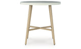 Seton Creek Beige Outdoor Bar Table from Ashley Furniture - Luna Furniture