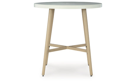 Seton Creek Beige Outdoor Bar Table from Ashley Furniture - Luna Furniture