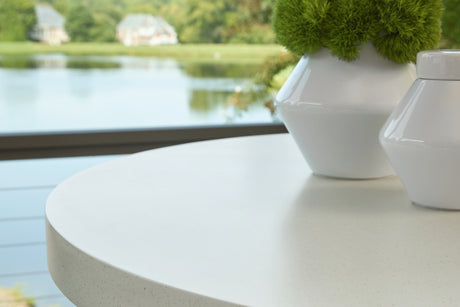 Seton Creek Beige Outdoor Bar Table from Ashley Furniture - Luna Furniture