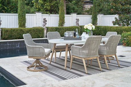Seton Creek Outdoor Dining Table and 6 Chairs in White from Ashley - Luna Furniture
