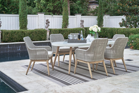 Seton Creek Outdoor Dining Table and 6 Chairs in White from Ashley - Luna Furniture